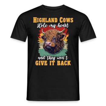 Hochlandrinder Bovins Highland Cow - T-shirt homme - noir - Devant - AI Model Male 178 light (178cm)