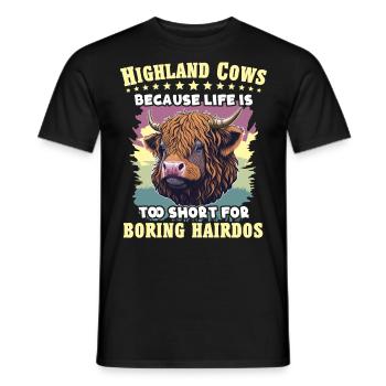 Hochlandrinder Bovins Highland Cow - T-shirt homme - noir - Devant - AI Model Male 178 light (178cm)