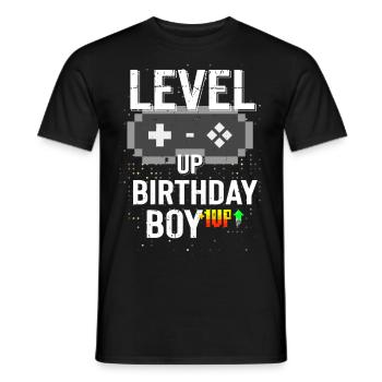 Birthday Gift for Gamer, Level Up Birthday Boy - Men's T-Shirt - black - Front - AI Model Male 178 light (178cm)
