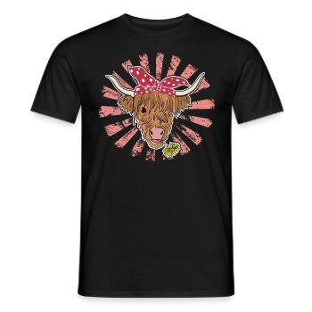 Vache bovine des Highlands - T-shirt homme - noir - Devant - AI Model Male 178 light (178cm)