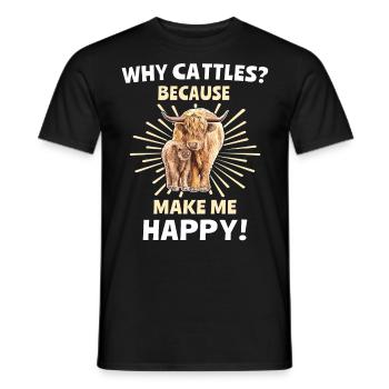 Highland cattle Happy Highland Cow - Men's T-Shirt - black - Front - AI Model Male 178 light (178cm)