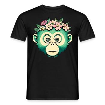 Ami singe fleuri - T-shirt homme - noir - Devant - AI Model Male 178 light (178cm)