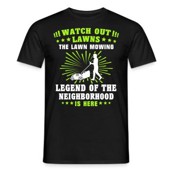Tondeuse à gazon légende tonte de pelouse - T-shirt homme - noir - Devant - AI Model Male 178 light (178cm)
