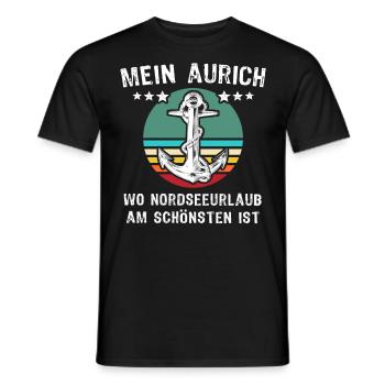 Aurich Urlaub - Männer T-Shirt - Schwarz - Vorne - AI Model Male 178 light (178cm)