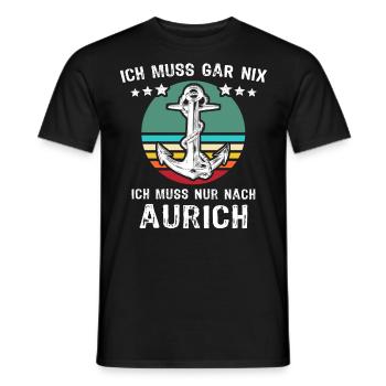 Aurich Urlaub - Männer T-Shirt - Schwarz - Vorne - AI Model Male 178 light (178cm)
