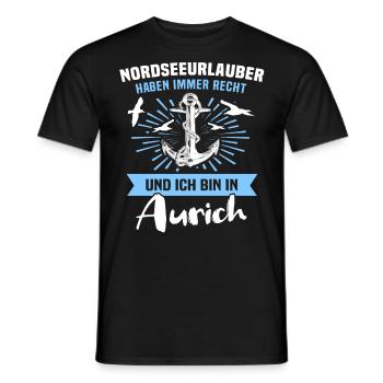 Aurich Urlaub - Männer T-Shirt - Schwarz - Vorne - AI Model Male 178 light (178cm)