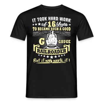 Gartenbahn 16. Geburtstag Garten Eisenbahn Spur G - Männer T-Shirt - Schwarz - Vorne - AI Model Male 178 light (178cm)