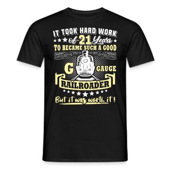 Gartenbahn 21. Geburtstag Garten Eisenbahn Spur G - Männer T-Shirt - Schwarz - Vorne - AI Model Male 178 light (178cm)