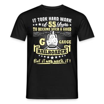 Gartenbahn 55. Geburtstag Garten Eisenbahn Spur G - Männer T-Shirt - Schwarz - Vorne - AI Model Male 178 light (178cm)