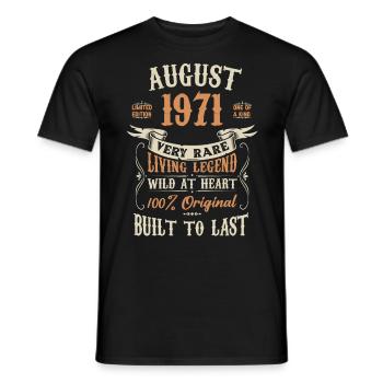 August 1971 Birthday Present - Men's T-Shirt - black - Front - AI Model Male 178 light (178cm)
