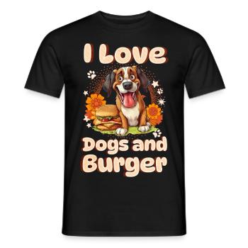 Dog Burger Hamburger Fast Food Dog Lover - Men's T-Shirt - black - Front - AI Model Male 178 light (178cm)