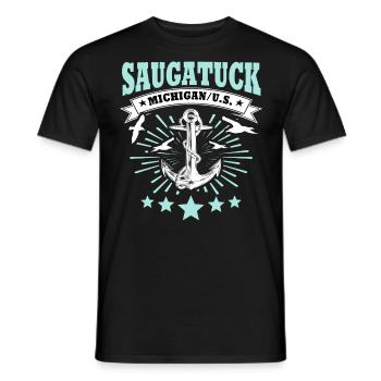 Saugatuck (Michigan) - T-shirt homme - noir - Devant - AI Model Male 178 light (178cm)