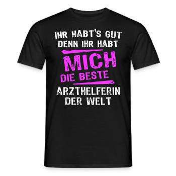 Arzthelferin Spruch - Männer T-Shirt - Schwarz - Vorne - AI Model Male 178 light (178cm)