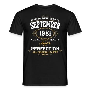 Legends Were Born In September 1981 - Men's T-Shirt - black - Front - AI Model Male 178 light (178cm)