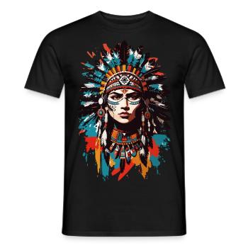 American Shaman - Men's T-Shirt - black - Front - AI Model Male 178 light (178cm)