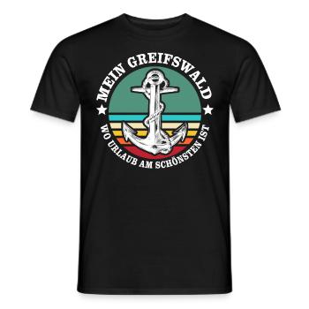 Greifswald Urlaub - Männer T-Shirt - Schwarz - Vorne - AI Model Male 178 light (178cm)