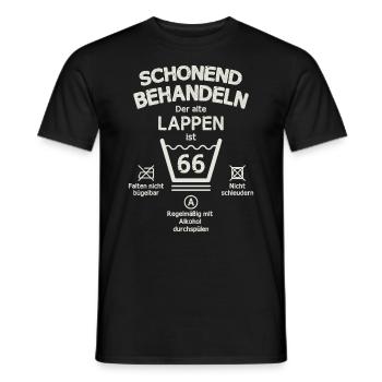 Der Alte Lappen, Schonend Behandeln 66. Geburtstag - Männer T-Shirt - Schwarz - Vorne - AI Model Male 178 light (178cm)