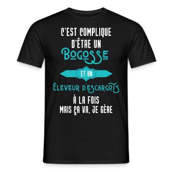 C'est compliqué d'être Bogosse Éleveur d'Escargot - T-shirt homme - noir - Devant - AI Model Male 178 light (178cm)