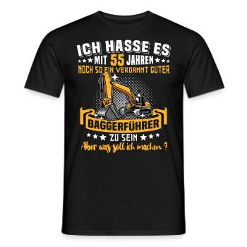 Baggerführer 55. Geburtstag 55 Jahre Baggerfahrer - Männer T-Shirt - Schwarz - Vorne - AI Model Male 178 light (178cm)