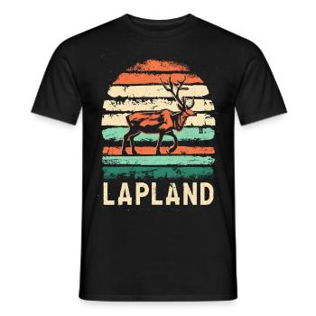 Renne et coucher de soleil en Laponie Finlande - T-shirt homme - noir - Devant - AI Model Male 178 light (178cm)