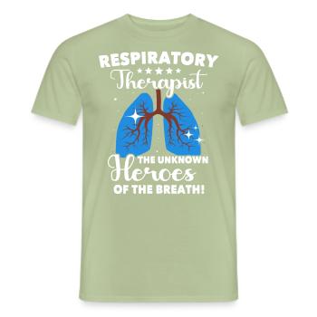 Inhalothérapeute Respiration pulmonaire - T-shirt homme - vert sauge - Devant - AI Model Male 178 light (178cm)
