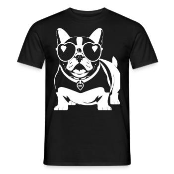Drôle de bouledogue français avec des lunettes de soleil French Bulld - T-shirt homme - noir - Devant - AI Model Male 178 light (178cm)