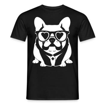 Drôle de bouledogue français avec des lunettes de soleil French Bulld - T-shirt homme - noir - Devant - AI Model Male 178 light (178cm)
