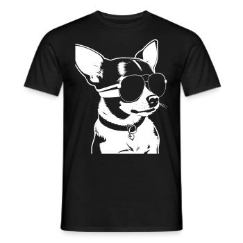 Chihuahua drôle portant des lunettes de soleil Chihuahuas - T-shirt homme - noir - Devant - AI Model Male 178 light (178cm)
