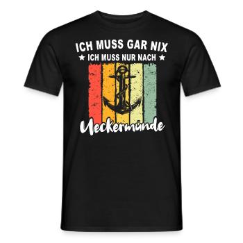 Ueckermünde Sprüche - Männer T-Shirt - Schwarz - Vorne - AI Model Male 178 light (178cm)