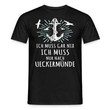 Ueckermünde Sprüche - Männer T-Shirt - Schwarz - Vorne - AI Model Male 178 light (178cm)