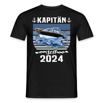 Kapitän 2024 Bootsführerschein Boot - Männer T-Shirt - Schwarz - Vorne - AI Model Male 178 light (178cm)