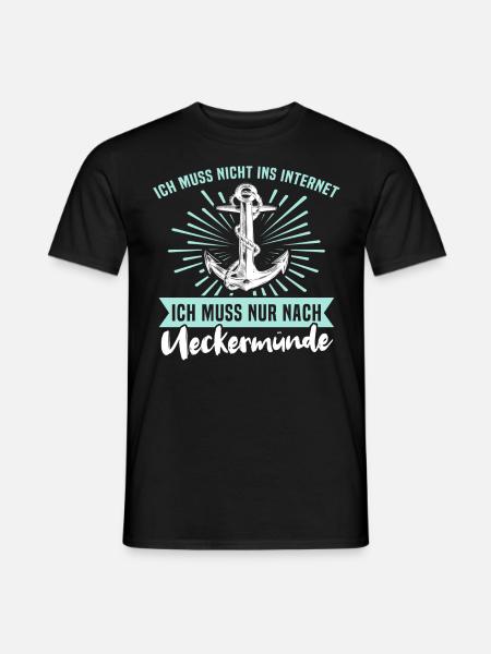 Ueckermünde Anker - Männer T-Shirt - Schwarz