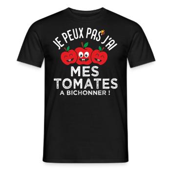 jardin jardinier je peux pas j ai tomates cadeau - T-shirt homme - noir - Devant - AI Model Male 178 light (178cm)