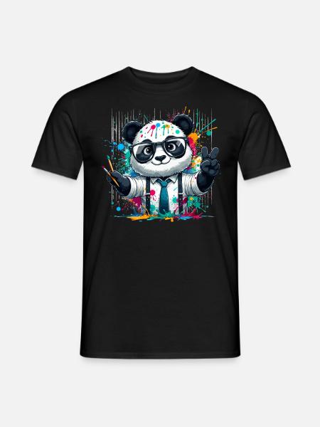 Farbenfroher Panda - Männer T-Shirt - Schwarz