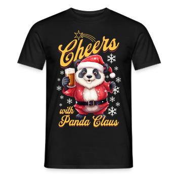 Weihnachten Bier Panda Bär Alkohol Prost Lustig - Männer T-Shirt - Schwarz - Vorne - AI Model Male 178 light (178cm)