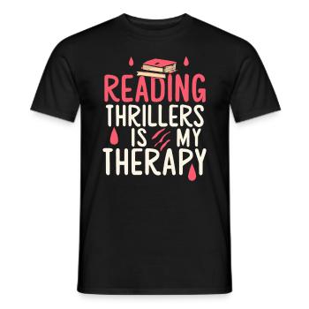 La lecture de thrillers est ma thérapie - T-shirt homme - noir - Devant - AI Model Male 178 light (178cm)