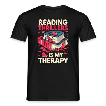 La lecture de thrillers est ma thérapie - T-shirt homme - noir - Devant - AI Model Male 178 light (178cm)