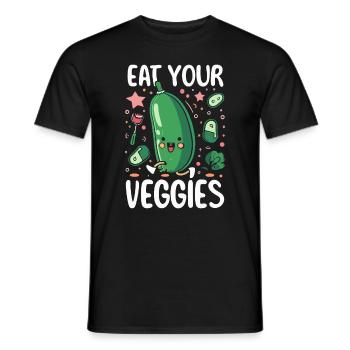 Eat Your Veggies Vegetable Lover Vegan Vegan - Men's T-Shirt - black - Front - AI Model Male 178 light (178cm)