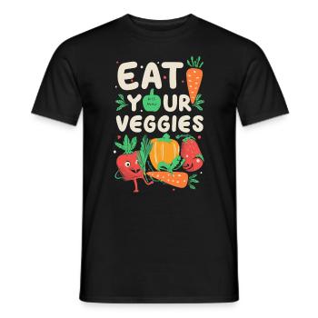 Eat Your Veggies Vegetable Lover Vegan Vegan - Men's T-Shirt - black - Front - AI Model Male 178 light (178cm)