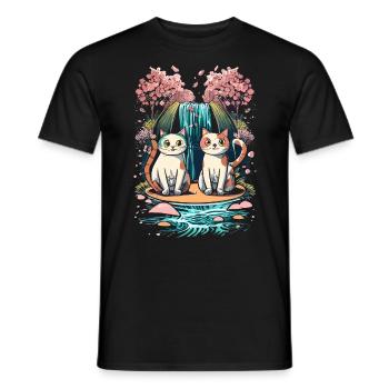 chaton kawaii mignon japon - T-shirt homme - noir - Devant - AI Model Male 178 light (178cm)