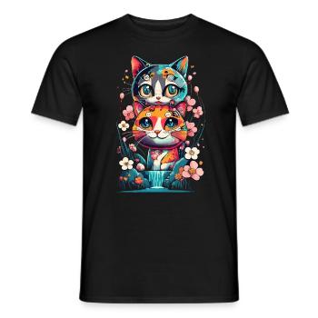 süßes Kawaii Kätzchen Japan - Männer T-Shirt - Schwarz - Vorne - AI Model Male 178 light (178cm)