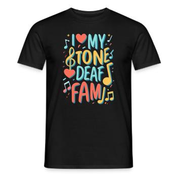 I HATE MY DEAF-TONE FAM - Men's T-Shirt - black - Front - AI Model Male 178 light (178cm)