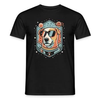 Retro Space Labrador Shirt Colorful Artwork - Men's T-Shirt - black - Front - AI Model Male 178 light (178cm)