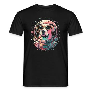 Retro Space Labrador Shirt Colorful Artwork - Men's T-Shirt - black - Front - AI Model Male 178 light (178cm)