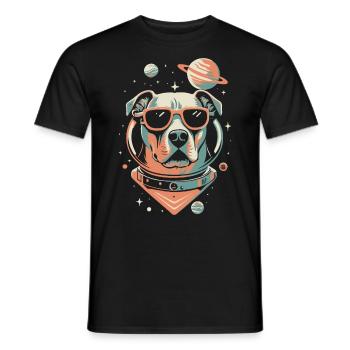 Retro Space Labrador Shirt Colorful Artwork - Men's T-Shirt - black - Front - AI Model Male 178 light (178cm)