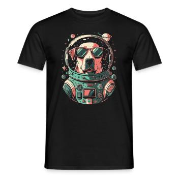 Retro Space Labrador Shirt Colorful Artwork - Men's T-Shirt - black - Front - AI Model Male 178 light (178cm)
