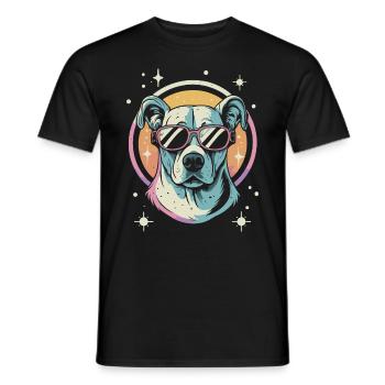 Retro Space Labrador Shirt Colorful Artwork - Men's T-Shirt - black - Front - AI Model Male 178 light (178cm)