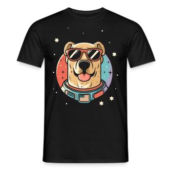 Retro Space Labrador Shirt Colorful Artwork - Men's T-Shirt - black - Front - AI Model Male 178 light (178cm)