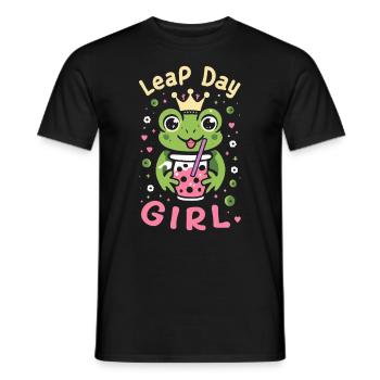 Fille du jour bissextile 29 février anniversaire grenouille bulle - T-shirt homme - noir - Devant - AI Model Male 178 light (178cm)