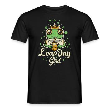 Fille du jour bissextile 29 février anniversaire grenouille bulle - T-shirt homme - noir - Devant - AI Model Male 178 light (178cm)